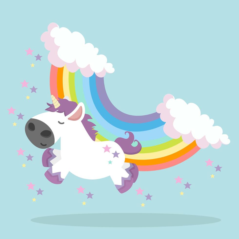magic cute unicorn cartoon unicorn illustration vector