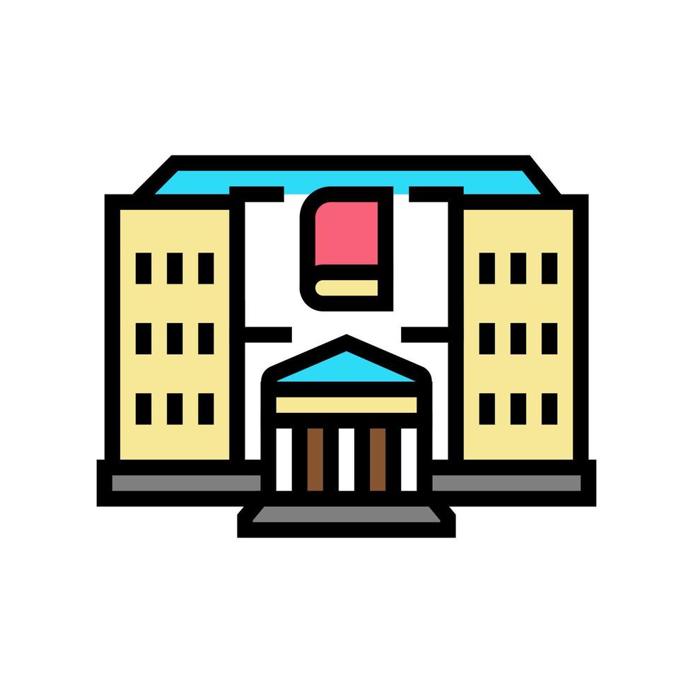 biblioteca edificio colore icona vettore illustrazione