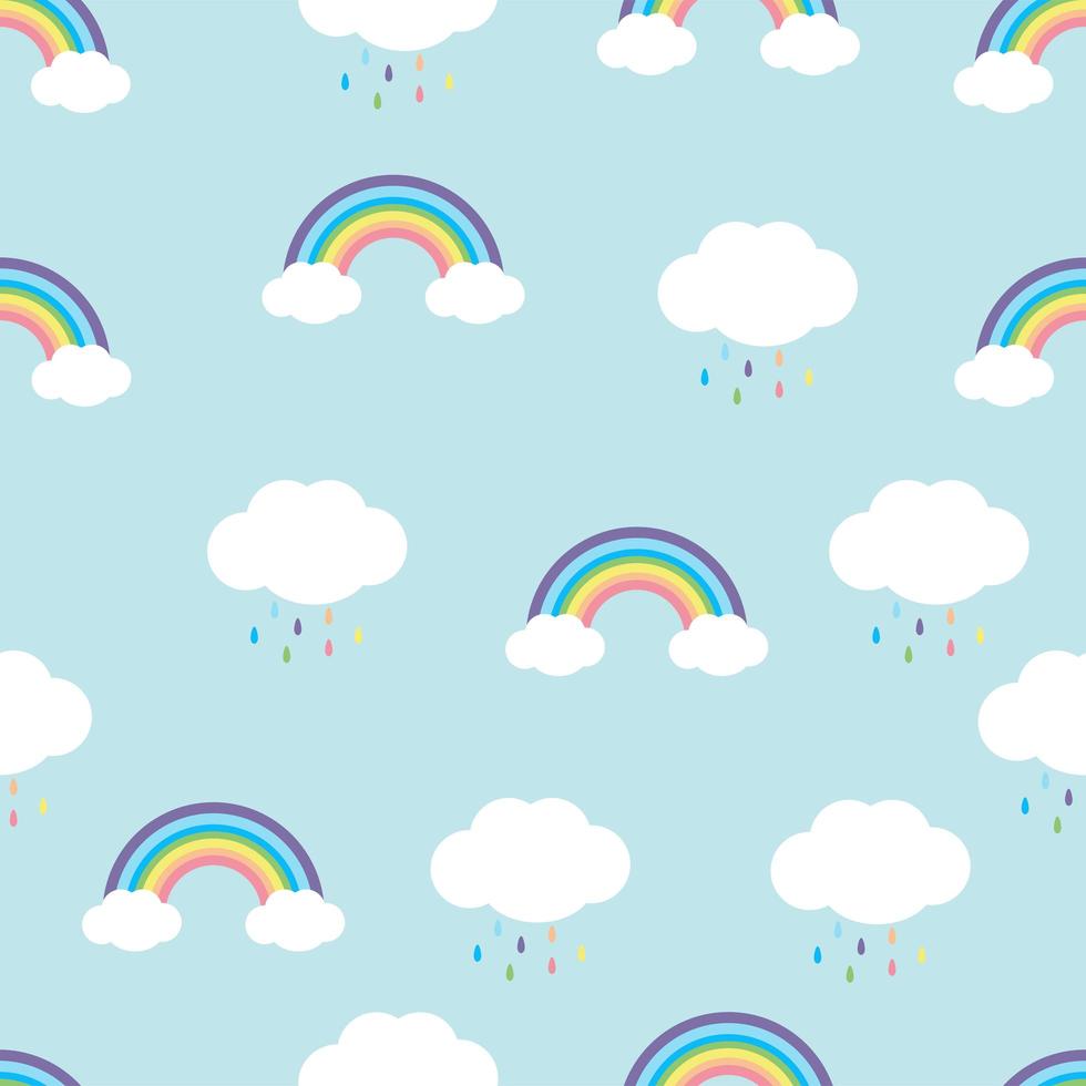 arcobaleno con gocce di pioggia vettore senza cuciture