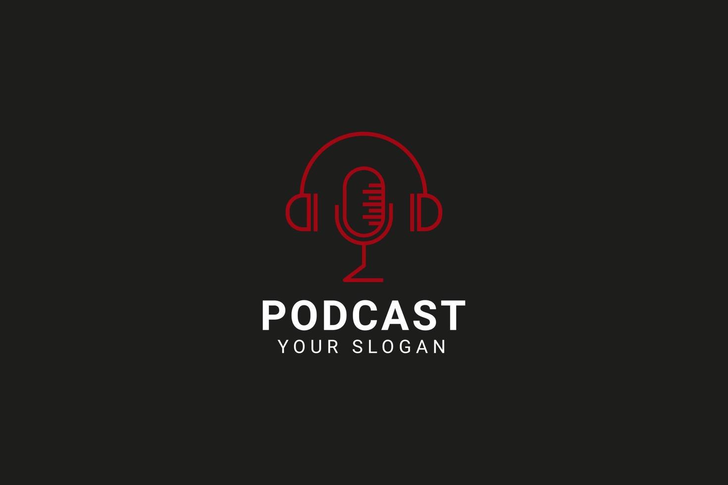 podcast. illustrazione piatta vettoriale, icona, design del logo vettore