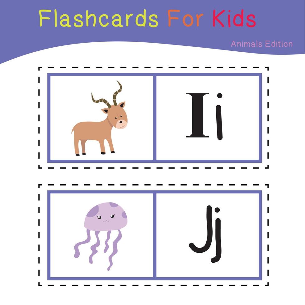 carino animale flashcard per bambini. pronto per Stampa. stampabile gioco carta. educativo carta per scuola materna. vettore illustrazione.