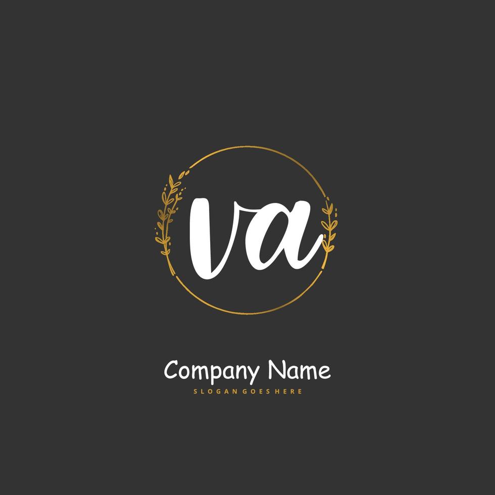 va iniziale grafia e firma logo design con cerchio. bellissimo design manoscritto logo per moda, squadra, nozze, lusso logo. vettore