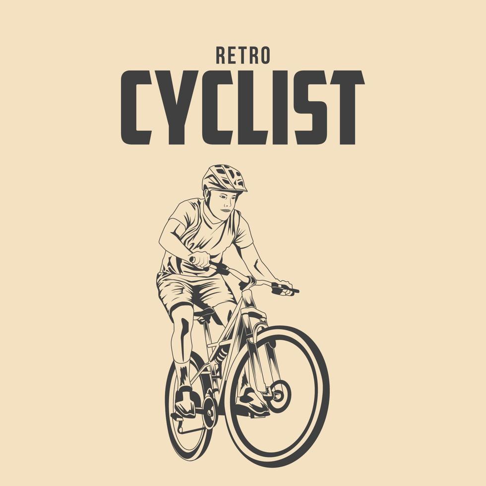 retrò ciclista vettore azione illustrazione