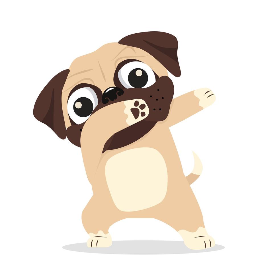cartone animato pug cane dab ballare vettore