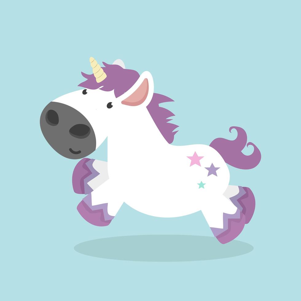 simpatico cartone animato unicorno illustrazione vettoriale