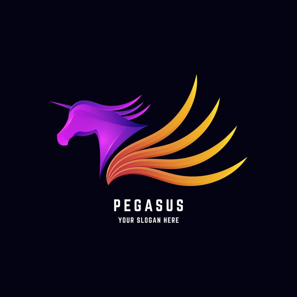 Pegasus logo design modello con pendenza colore vettore