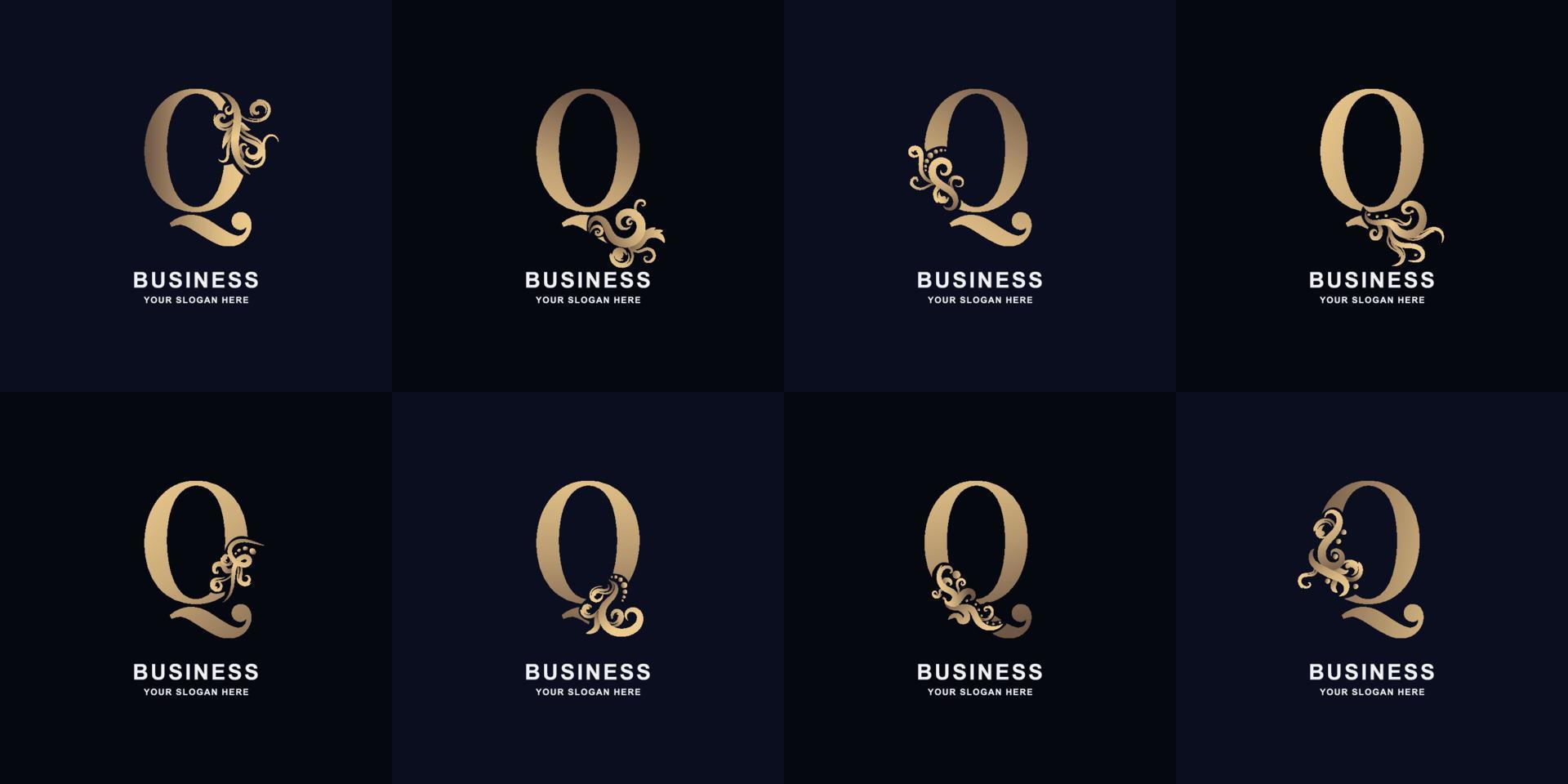 collezione lettera q logo con lusso ornamento design vettore