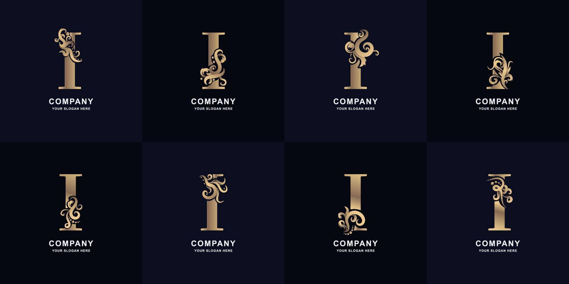 collezione lettera io logo con lusso ornamento design vettore