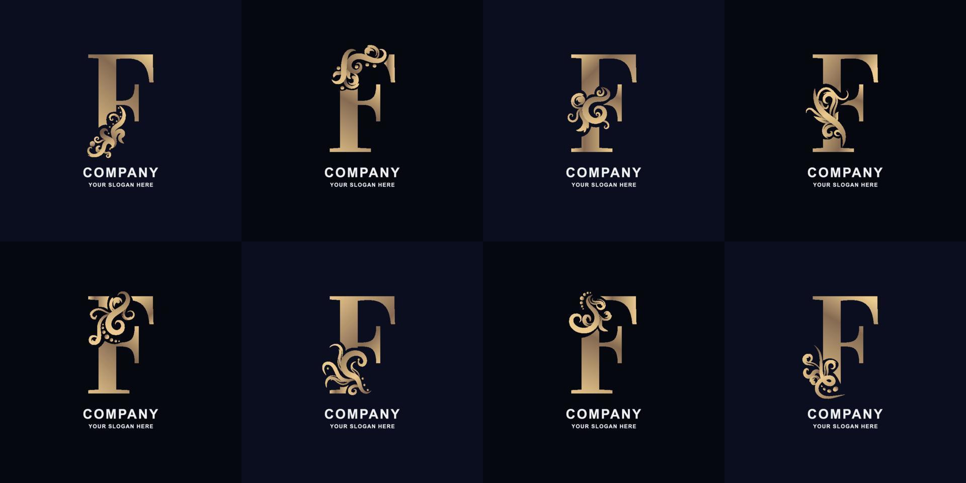 collezione lettera f logo con lusso ornamento design vettore