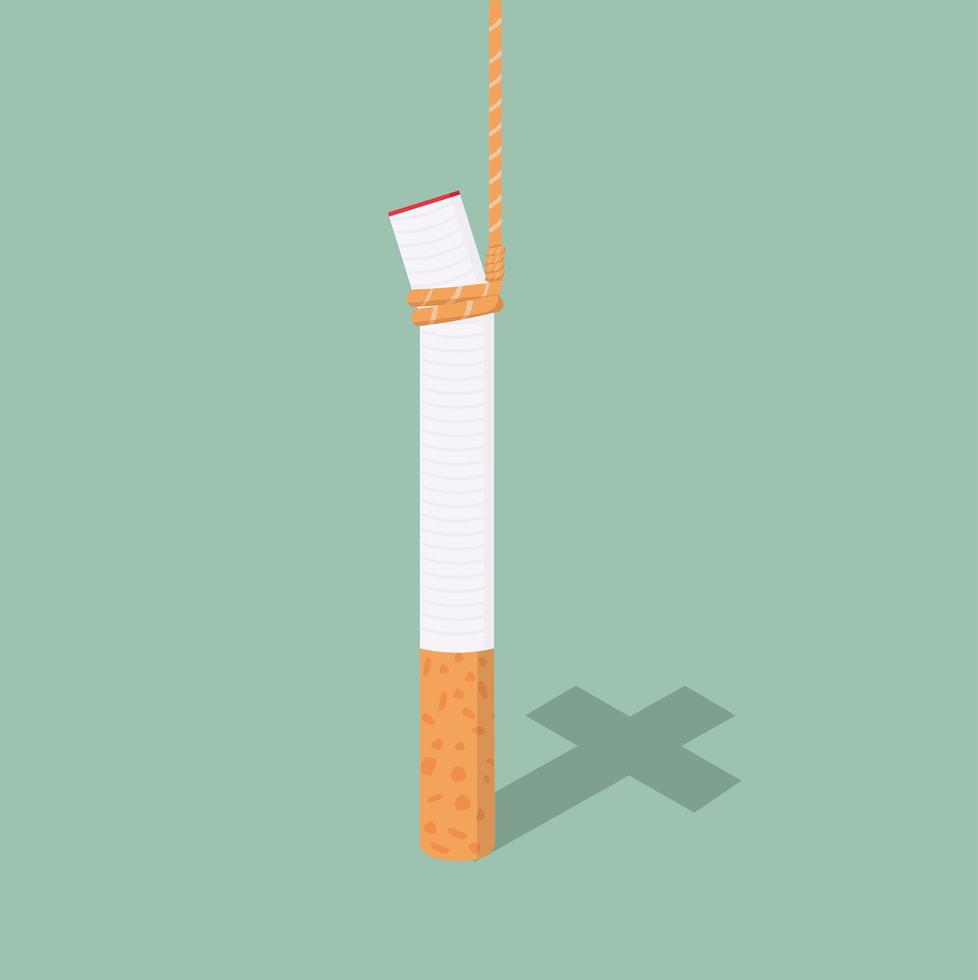 ombra croce di sigaretta con il concetto di corda vettore