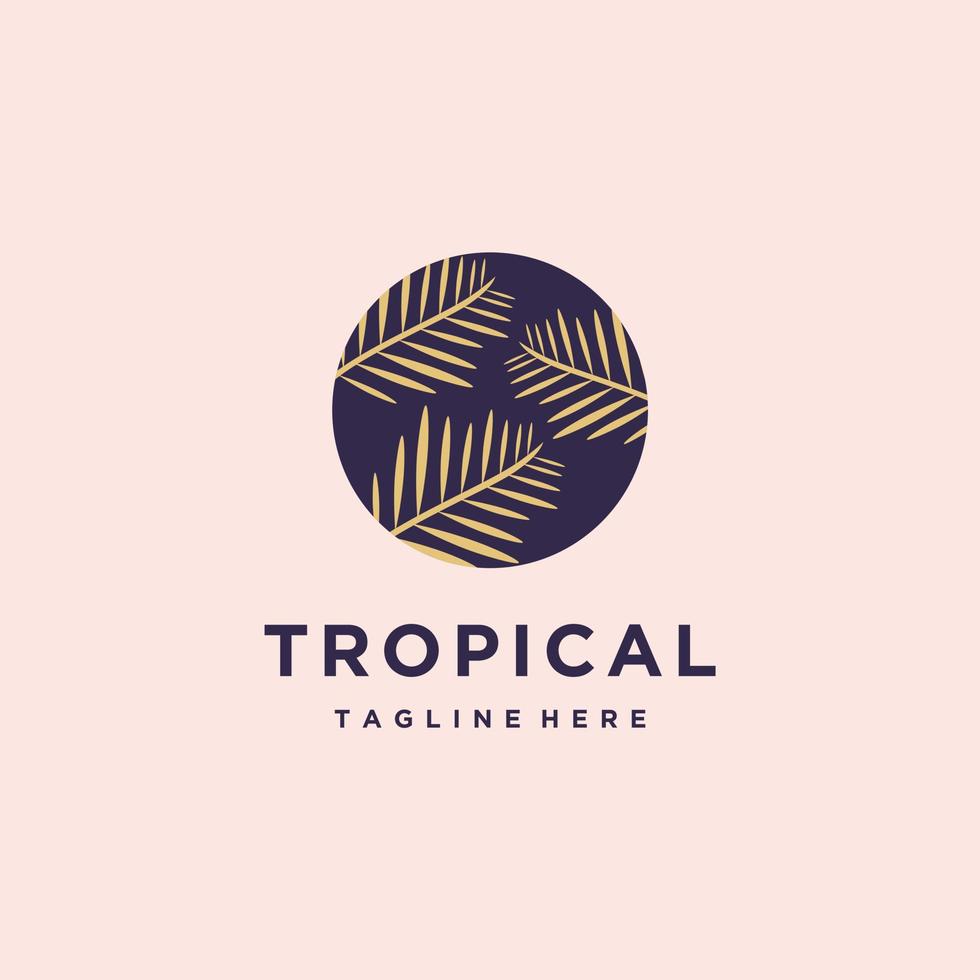 tropicale palma le foglie cerchio logo design vettore