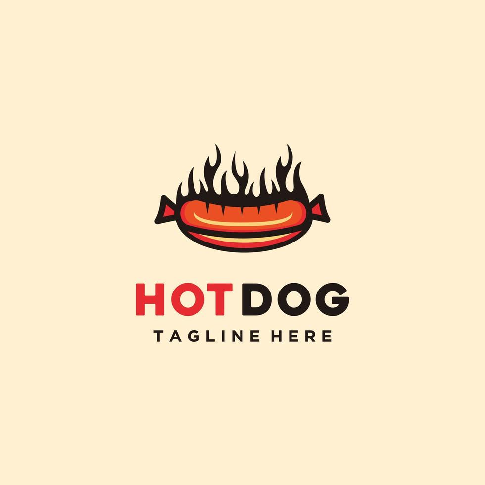 caldo cane logo salsiccia con fiamma vettore arte illustrazione bene per ristorante o bar