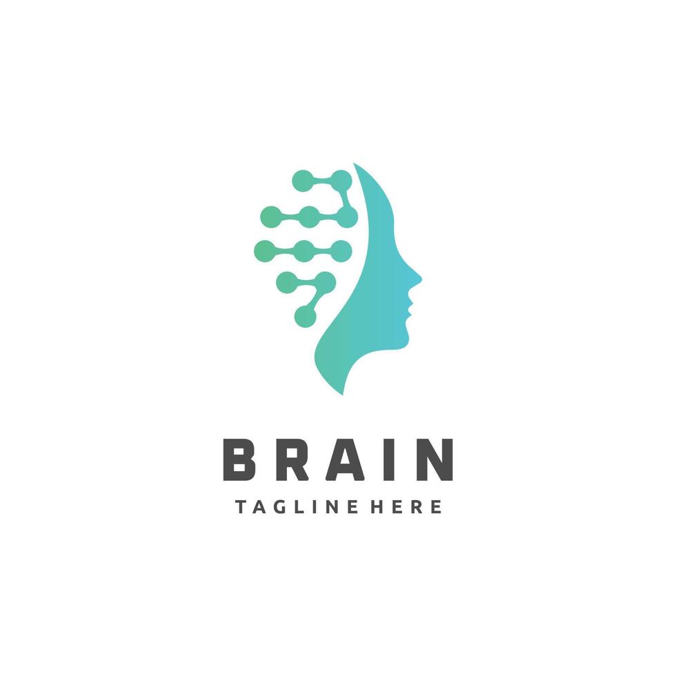 testa umano inteligente tecnologia, cervello umano artificiale , icona vettore, inteligente Tech logo design vettore
