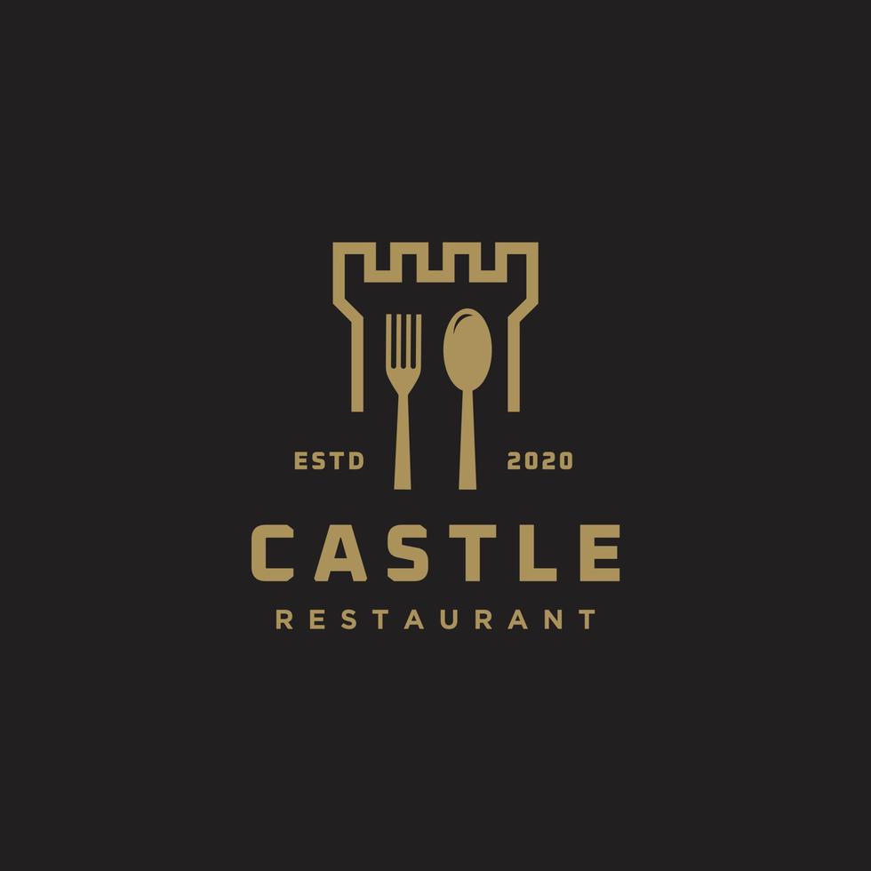 castello ristorante bar elegante logo design vettore