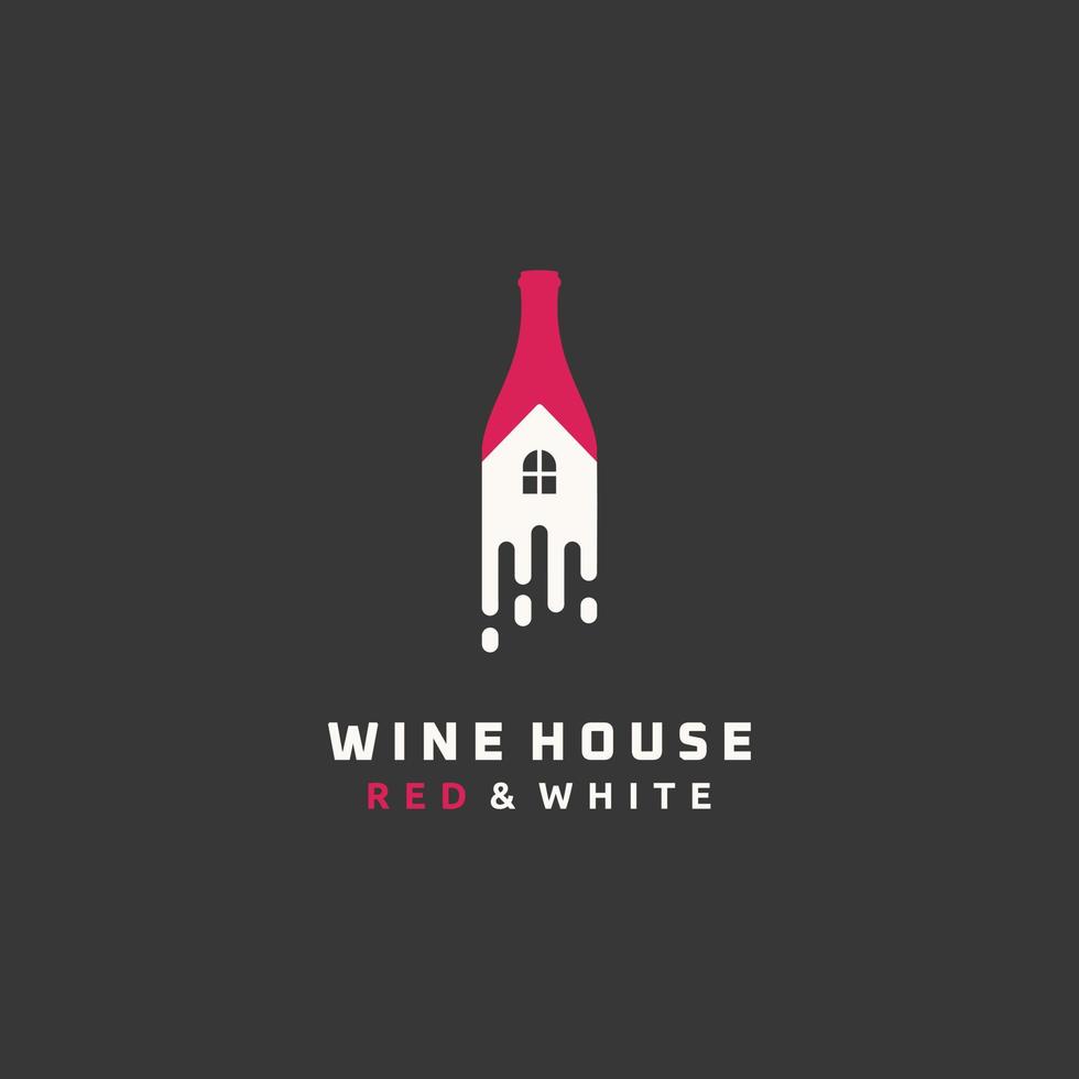 vino Casa bottiglia e finestra logo modello design ispirazione vettore