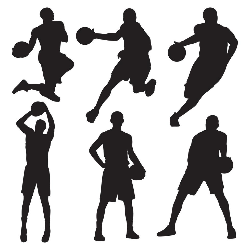 silhouette pallacanestro giocatore illustrazione premio vettore