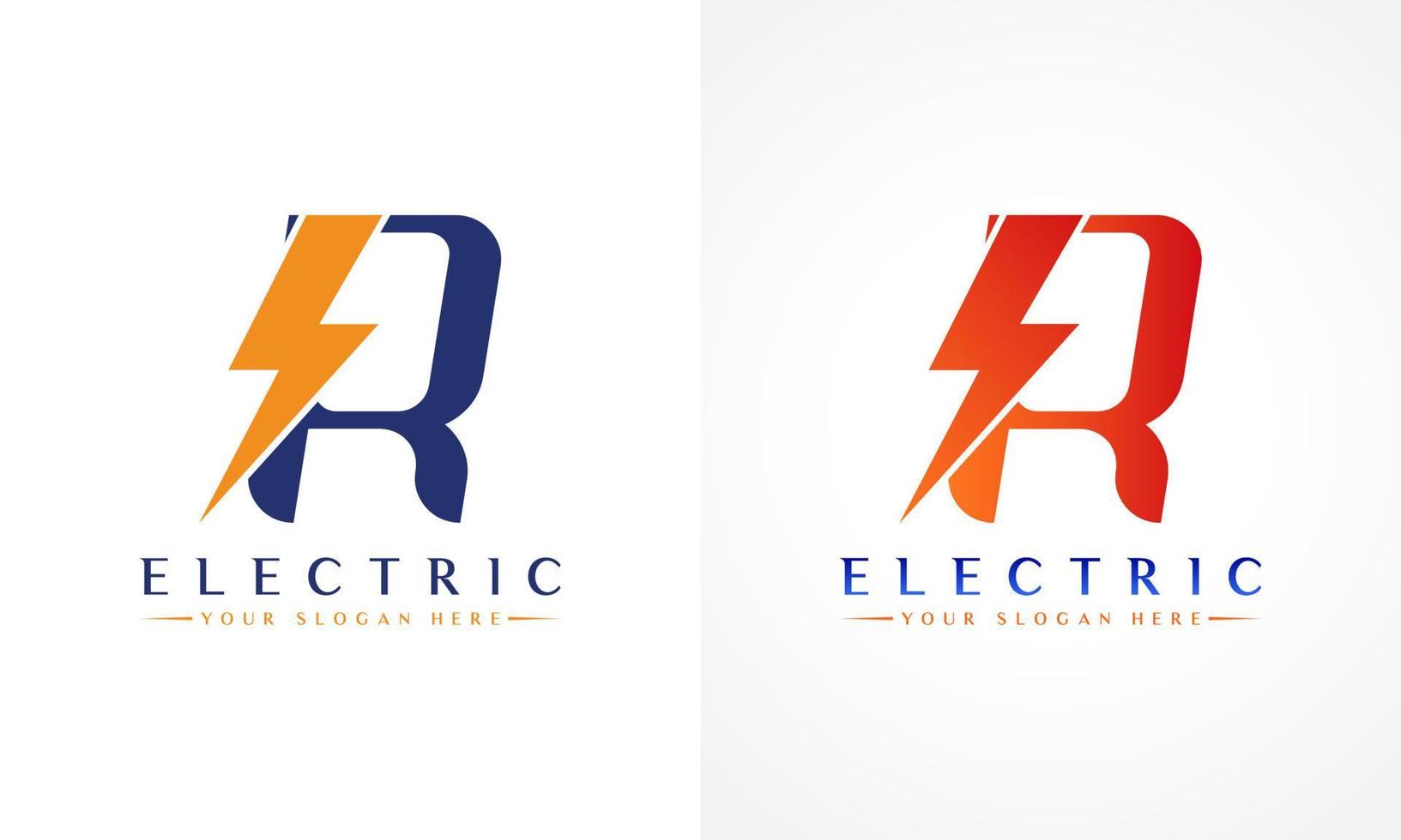 r lettera logo con fulmine tuono bullone vettore design. elettrico bullone lettera r logo vettore illustrazione.