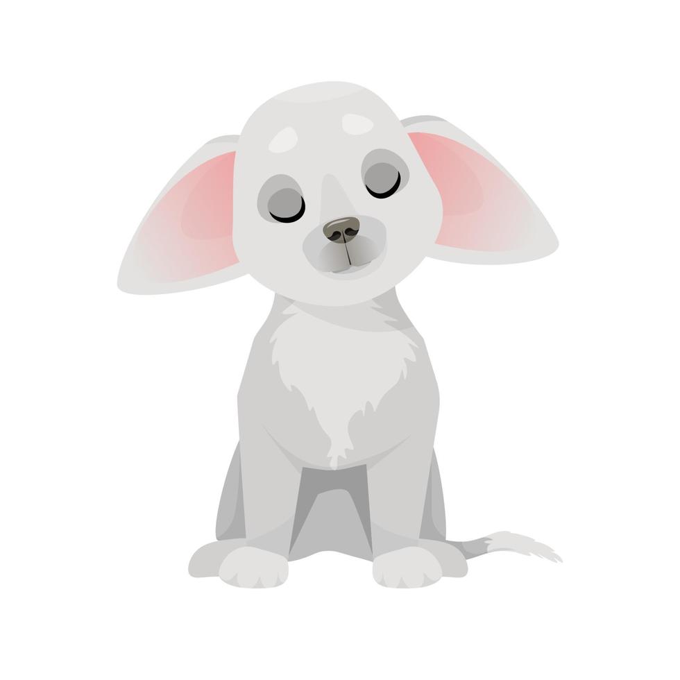 poco triste grigio cane con abbattuto orecchie vettore