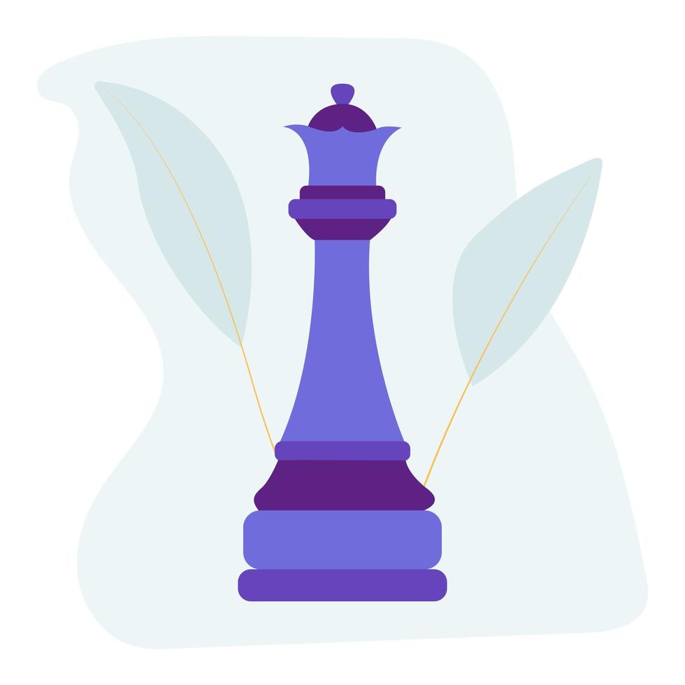 Regina scacchi pezzo. vettore piatto isolato blu