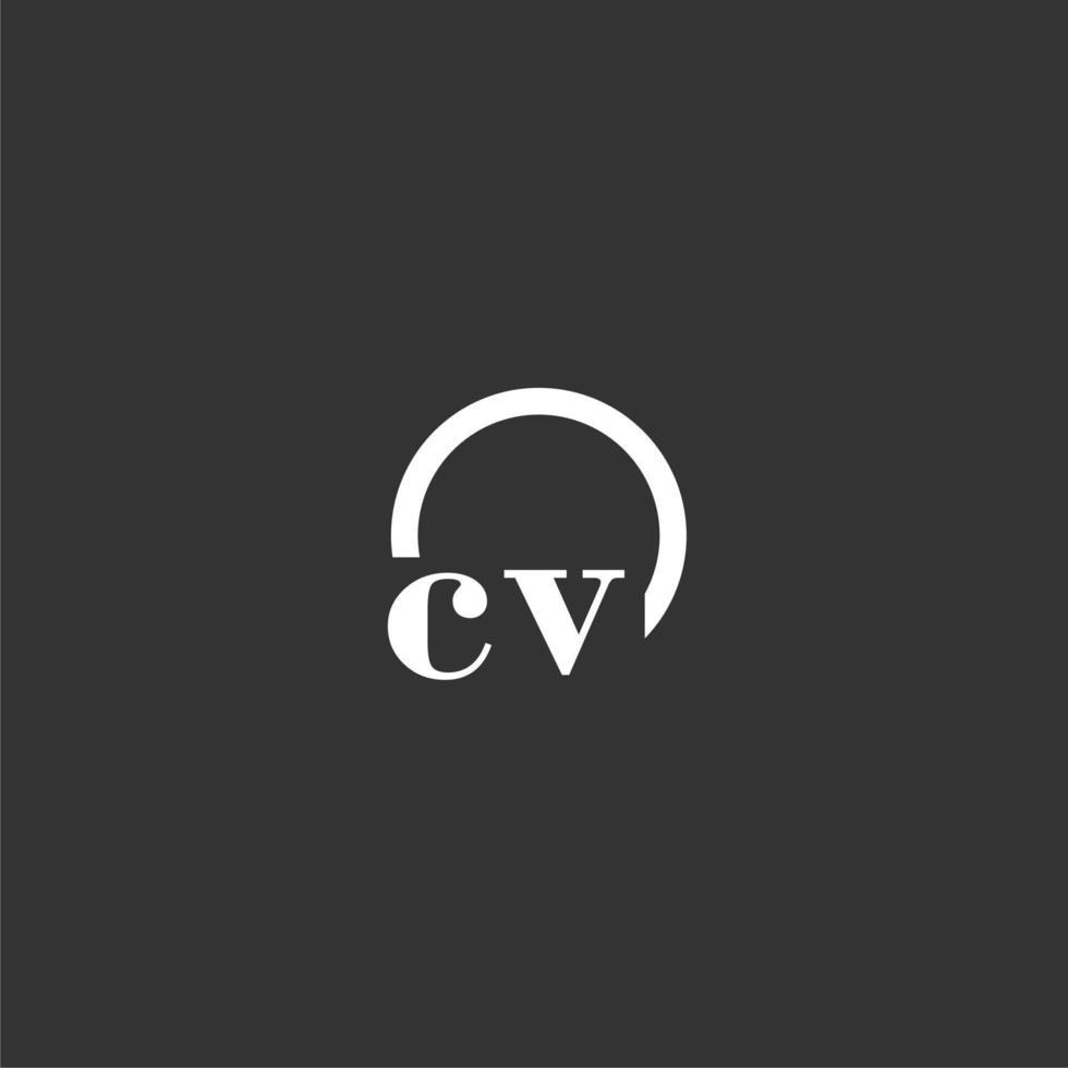 CV iniziale monogramma logo con creativo cerchio linea design vettore