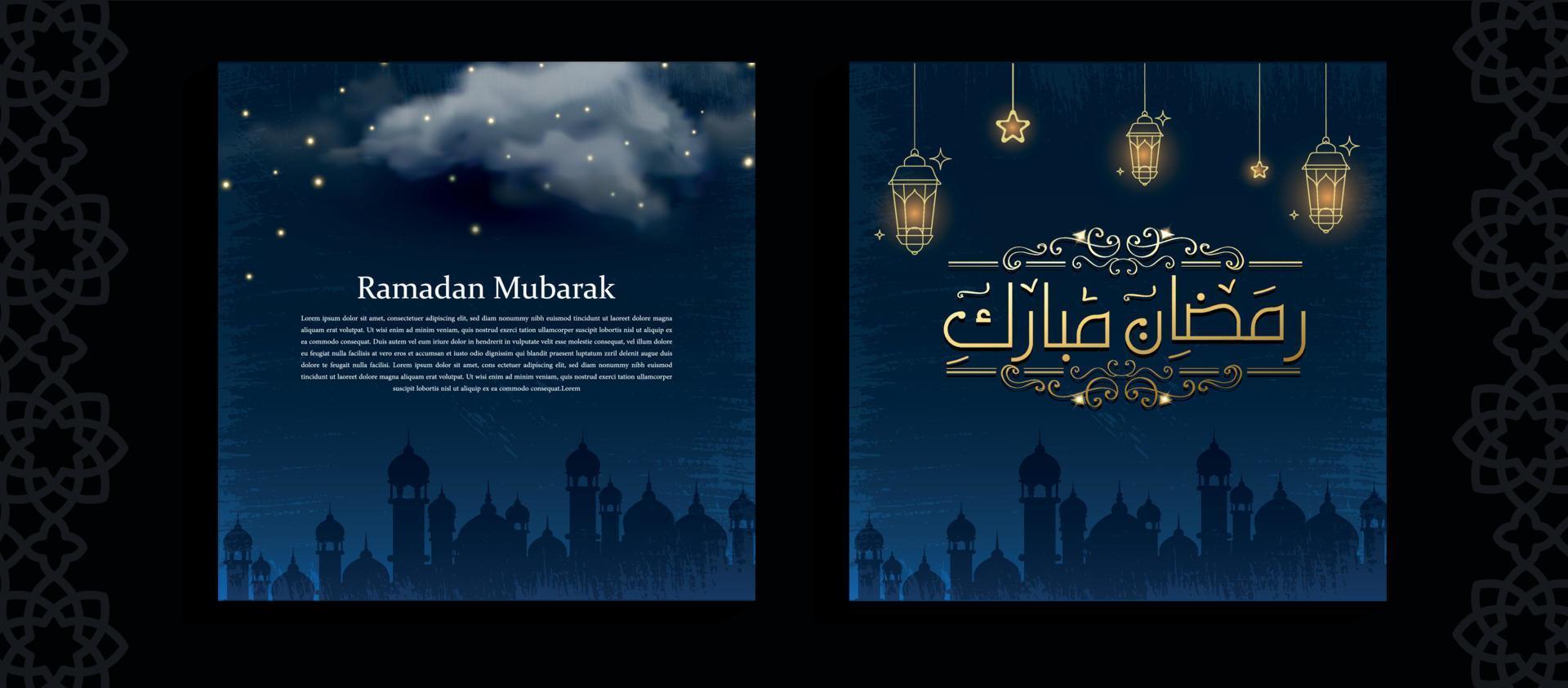 Ramadan mubarak Arabo calligrafia stile, saluto carta, sociale media vettore