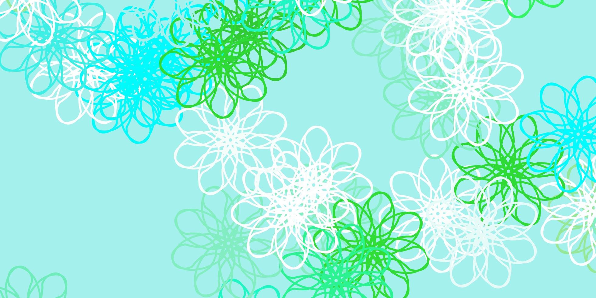 modello di doodle vettoriale verde chiaro con fiori.