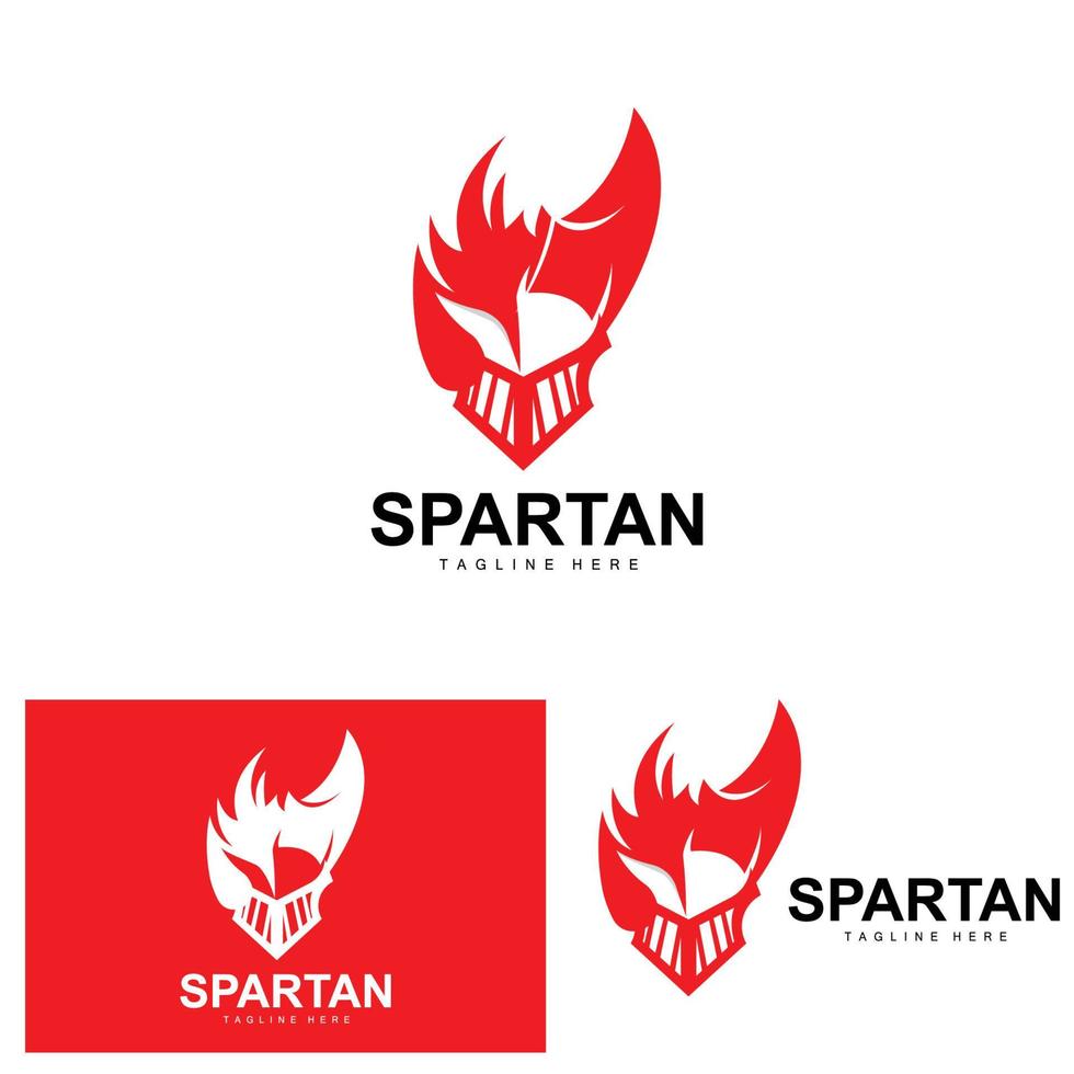 spartano logo, guerra casco completo da uomo vettore, barbaro armatura icona, vichingo, Palestra in forma disegno, fitness vettore