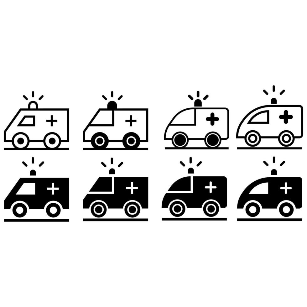 ambulanza icona vettore impostare. primo aiuto illustrazione cartello collezione. rianimazione simbolo. medico logo.