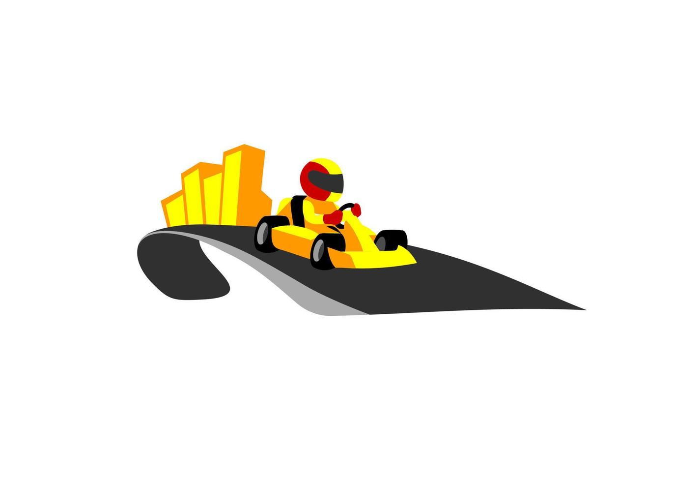 Go kart gara città circuito sport logo vettore