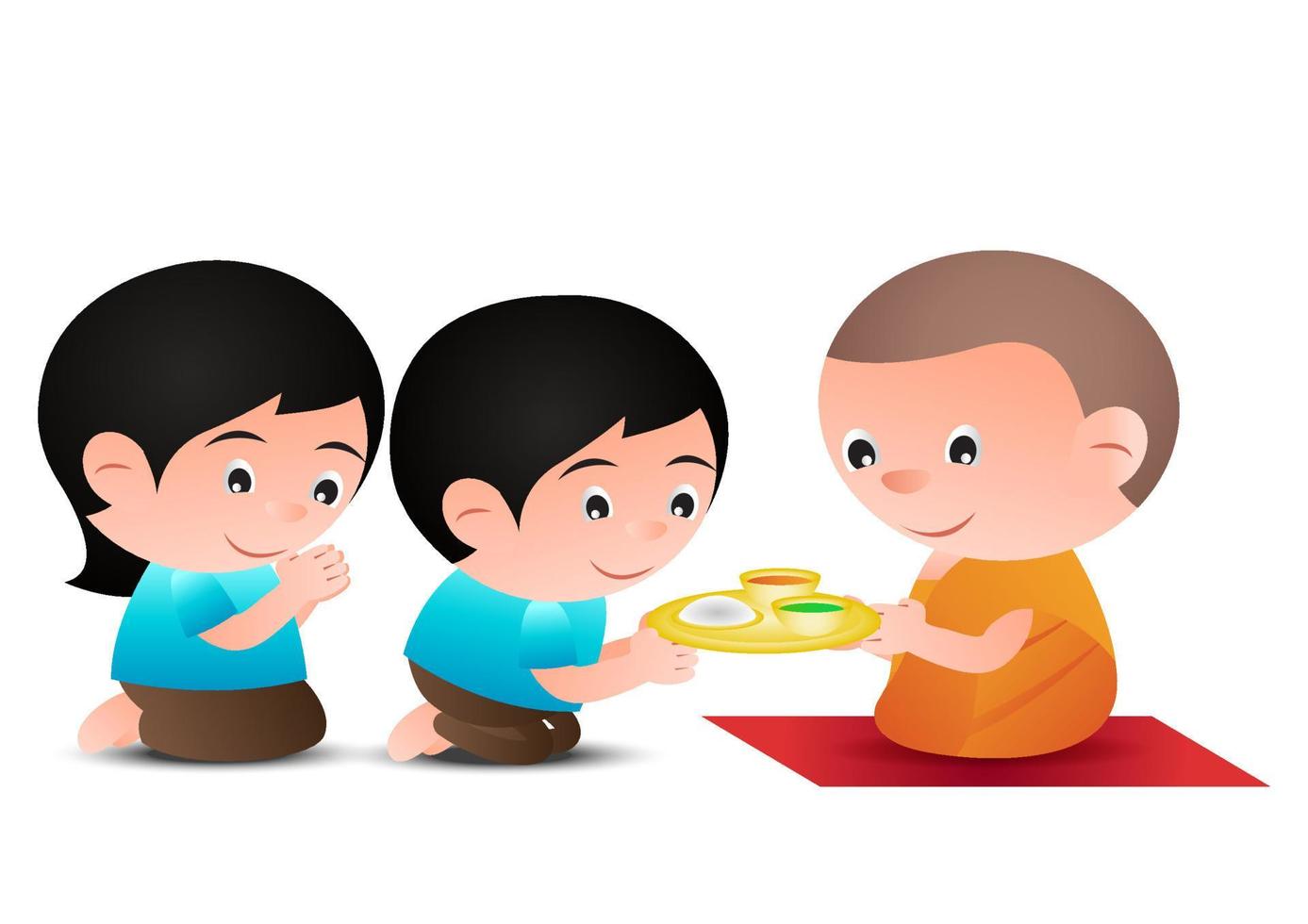 coppia dare cibo per monaco cartone animato versione vettore