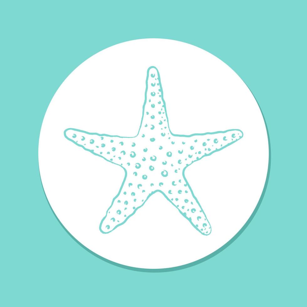 mano disegnato stella marina etichetta, acquatico marino vita illustrazione vettore