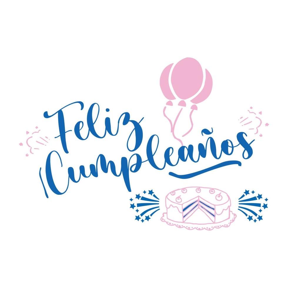 contento compleanno felice Cumpleanos lettering nel spagnolo vettore