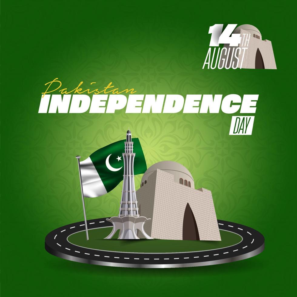 14 agosto Pakistan indipendenza giorno 1947 vettore