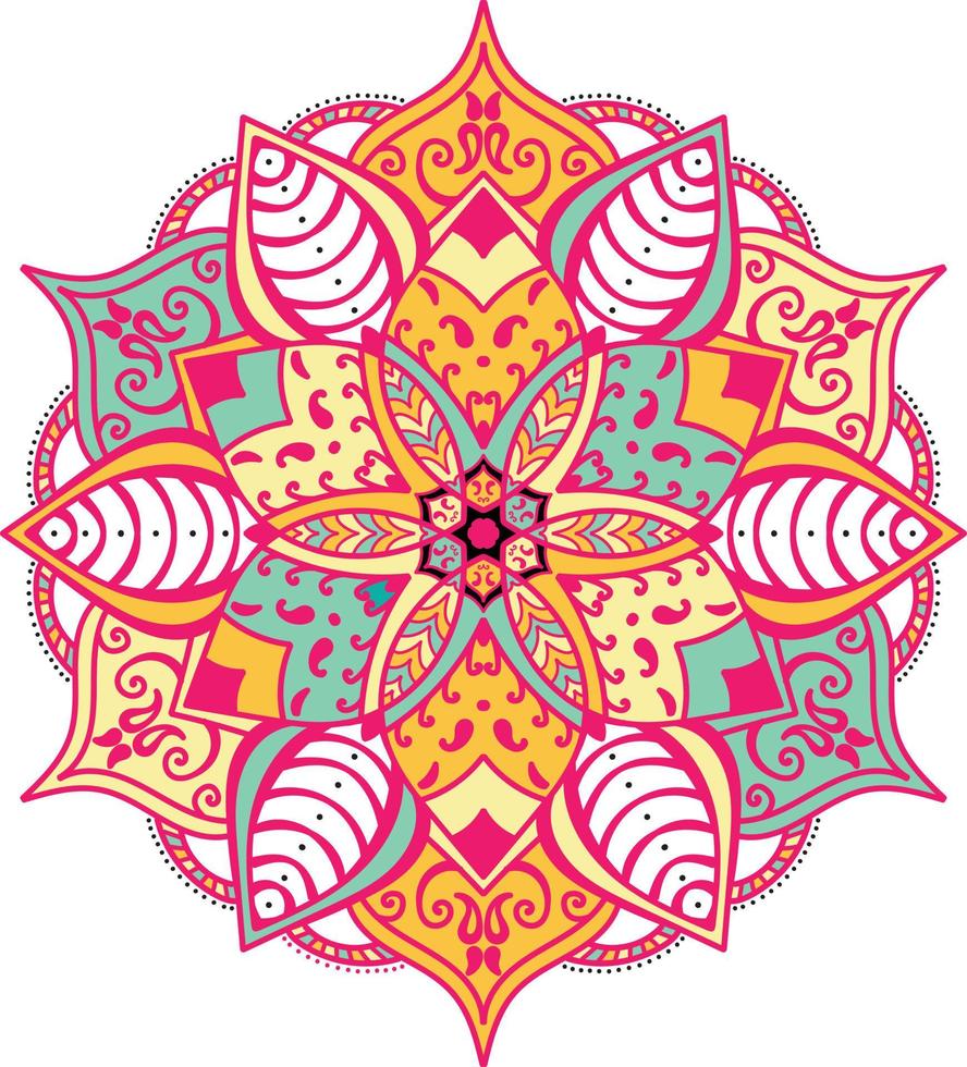 colorato mandala fiore decorativo mandala con colorato ornamento per saluto carta, bandiera o manifesto nel orientale stile vettore