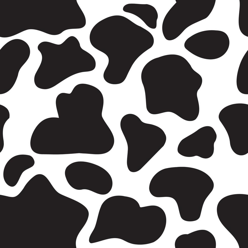 mucca sciare Stampa senza soluzione di continuità modello macchie nel nero e bianca. ripetendo dalmata cane macchie vettore