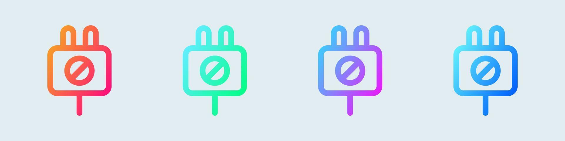 disconnect linea icona nel pendenza colori. connessione segni vettore illustrazione.