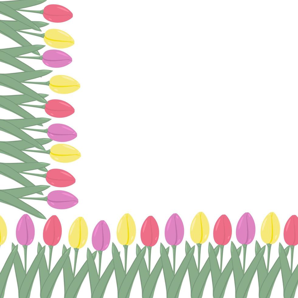astratto angolo telaio di floreale colorato fioritura tulipano fiori nel di moda pallido sfumature. primavera vettore