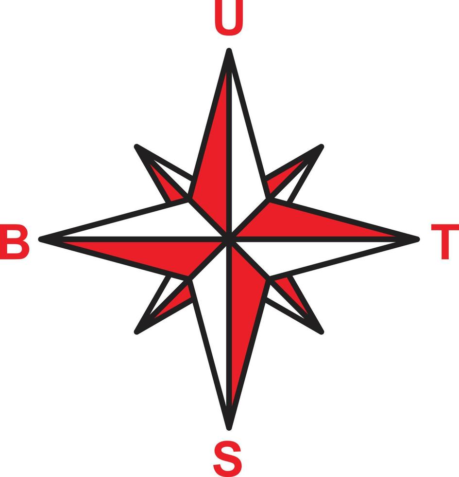 rosso bianca bussola icona, simbol ara mata angin Indonesia vettore