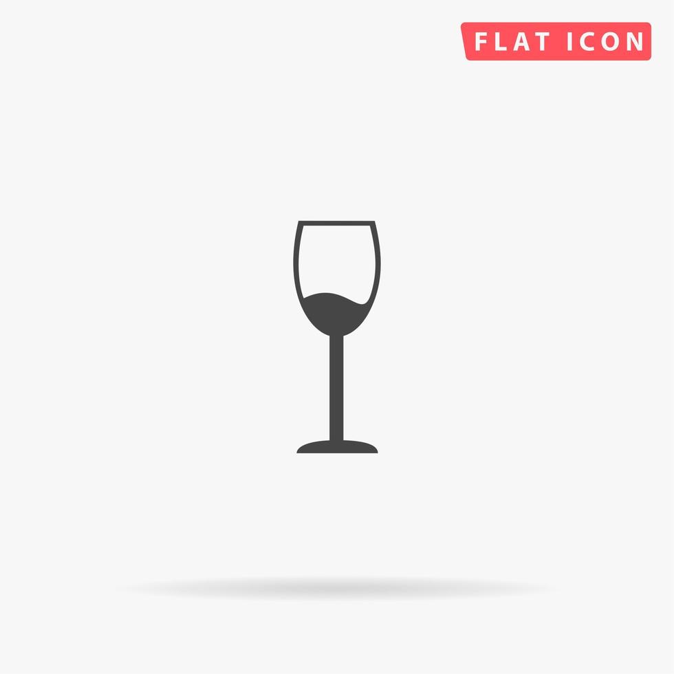 semplice vino bicchiere - alcool bere. semplice piatto nero simbolo con ombra su bianca sfondo. vettore illustrazione pittogramma