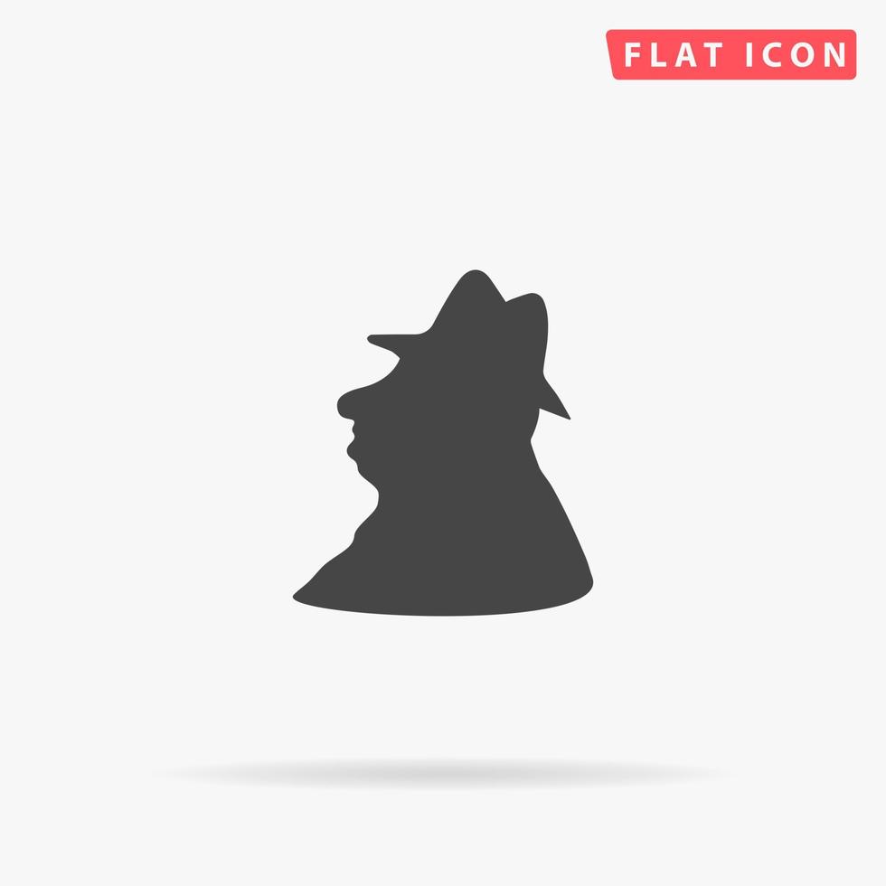 uomo profilo nel cappello. semplice piatto nero simbolo con ombra su bianca sfondo. vettore illustrazione pittogramma
