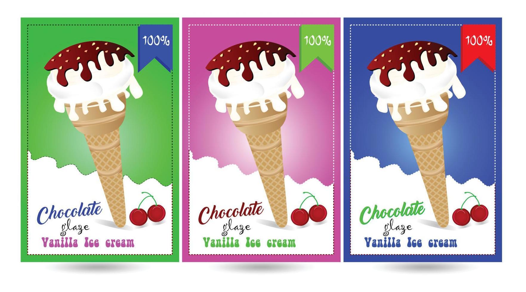 ghiaccio creme impostato vettore illustrazione, vettore cono cioccolato gelato. multicolore vettore ghiaccio crema illustrazioni impostato di cartone animato icone. cialda cono ghiaccio crema. caramello cioccolato Smalto vaniglia gelato.