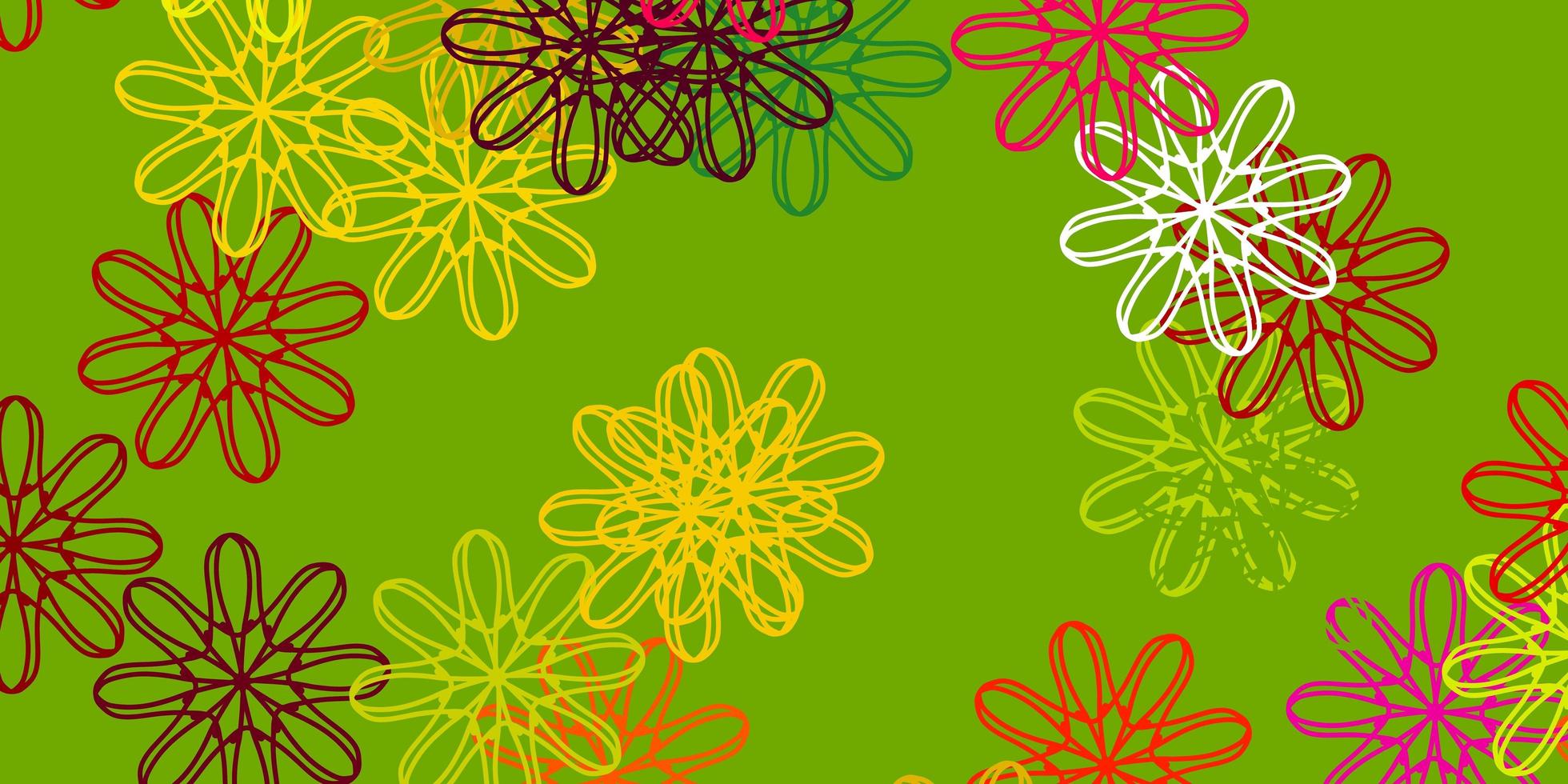 sfondo doodle vettoriale multicolore chiaro con fiori.