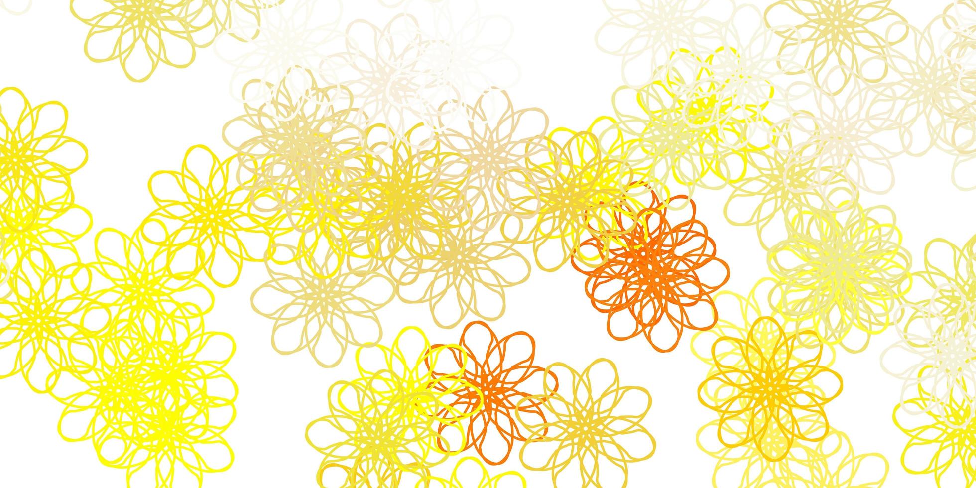 sfondo di doodle vettoriale arancione chiaro con fiori.