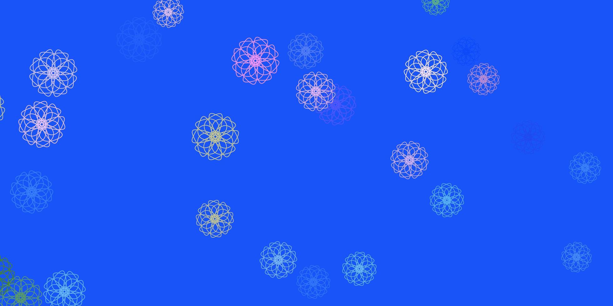 struttura di doodle di vettore blu chiaro, rosso con fiori.