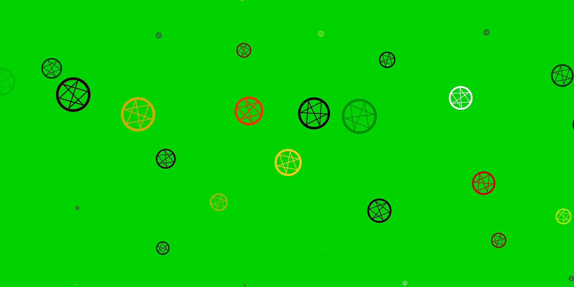 modello vettoriale verde chiaro, giallo con segni esoterici.