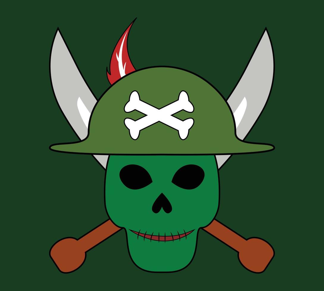 cranio pirata con attraversato spade. pirata guerriero cranio. vettori, illustrazioni, icone e loghi. vettore