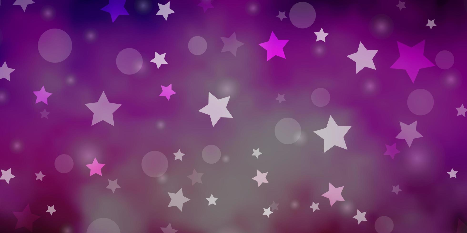 modello vettoriale viola scuro, rosa con cerchi, stelle.
