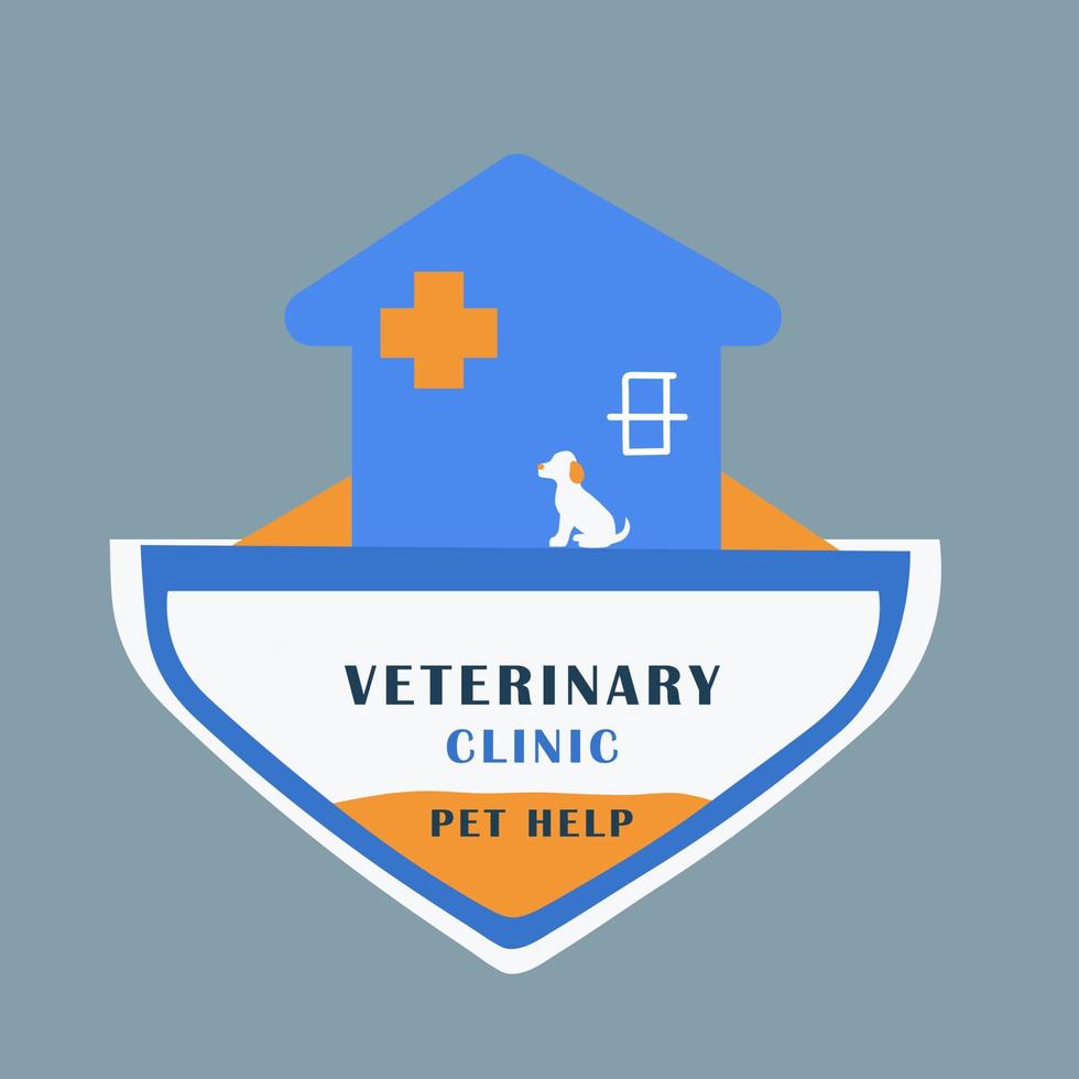 veterinario clinica logo. animale ospedale con Casa e cane illustrazione vettore