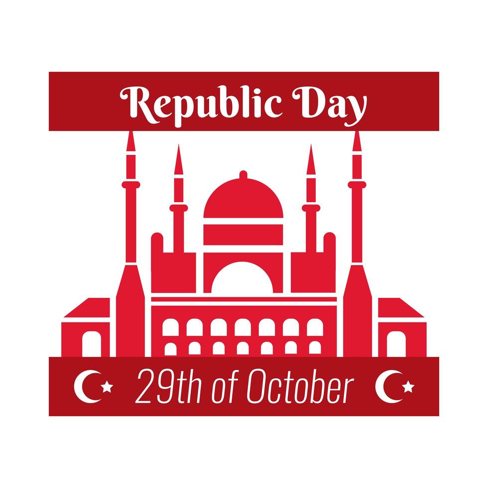 festa della repubblica della Turchia con stile piatto facciata della moschea blu vettore