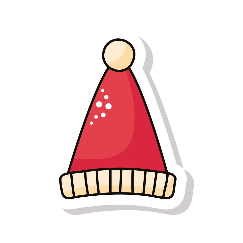 buon natale rosso santa hat sticker icona vettore